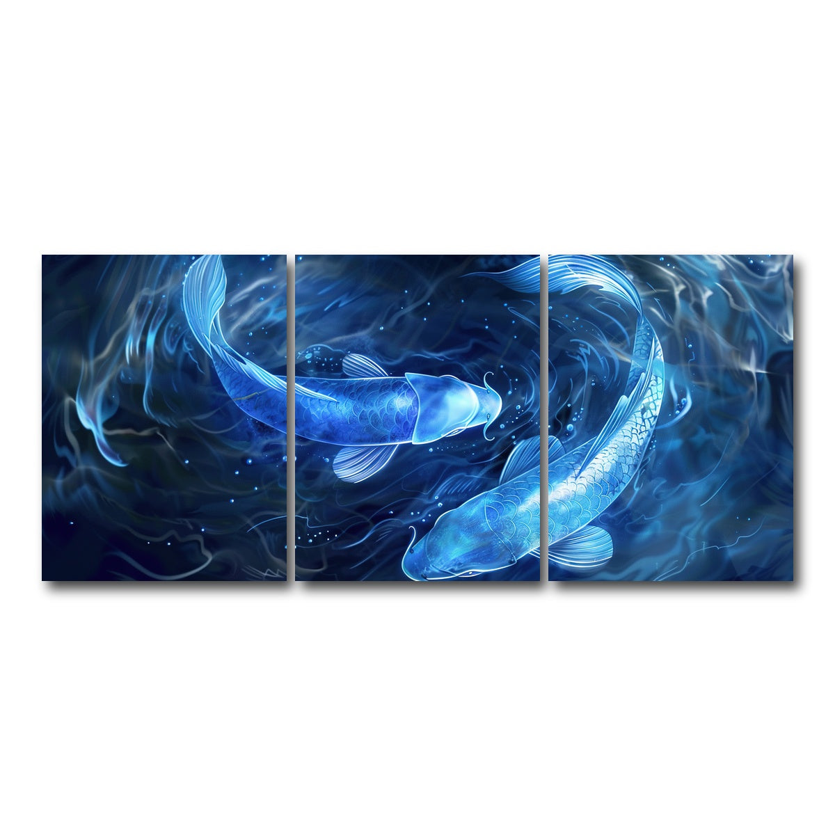 AUTO-MOCKUP WHITE | Glowing Koi Fish | 3 Piece | Gallery Wrap Canvas | group=18x24