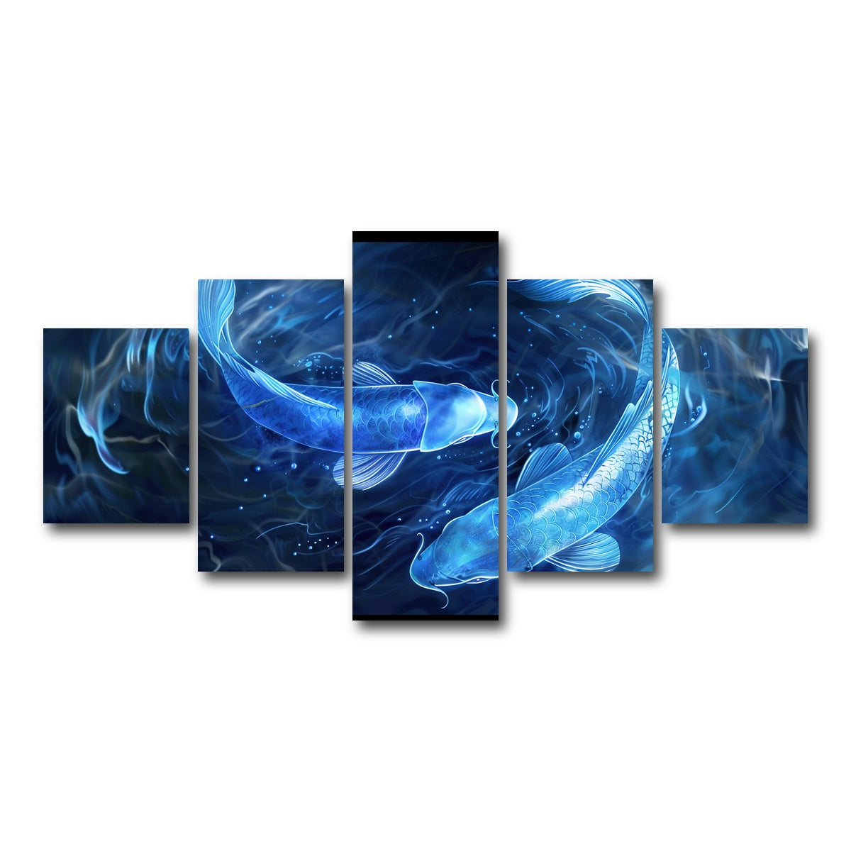 AUTO-MOCKUP WHITE | Glowing Koi Fish | 5 Piece | Gallery Wrap Canvas | group=5_short