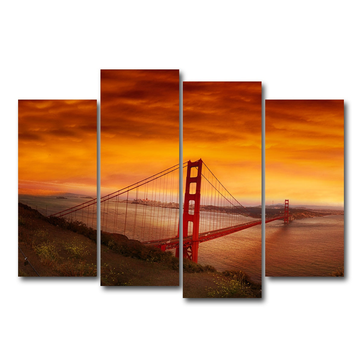 Golden Gate Bridge Sunset Wall Art