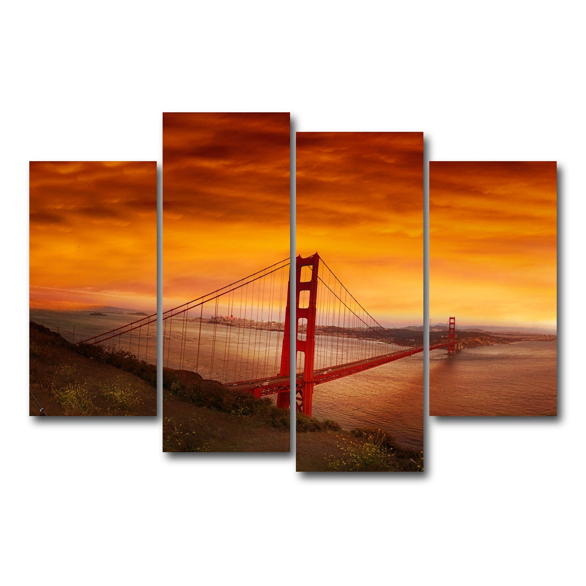 Golden Gate Bridge Sunset Wall Art