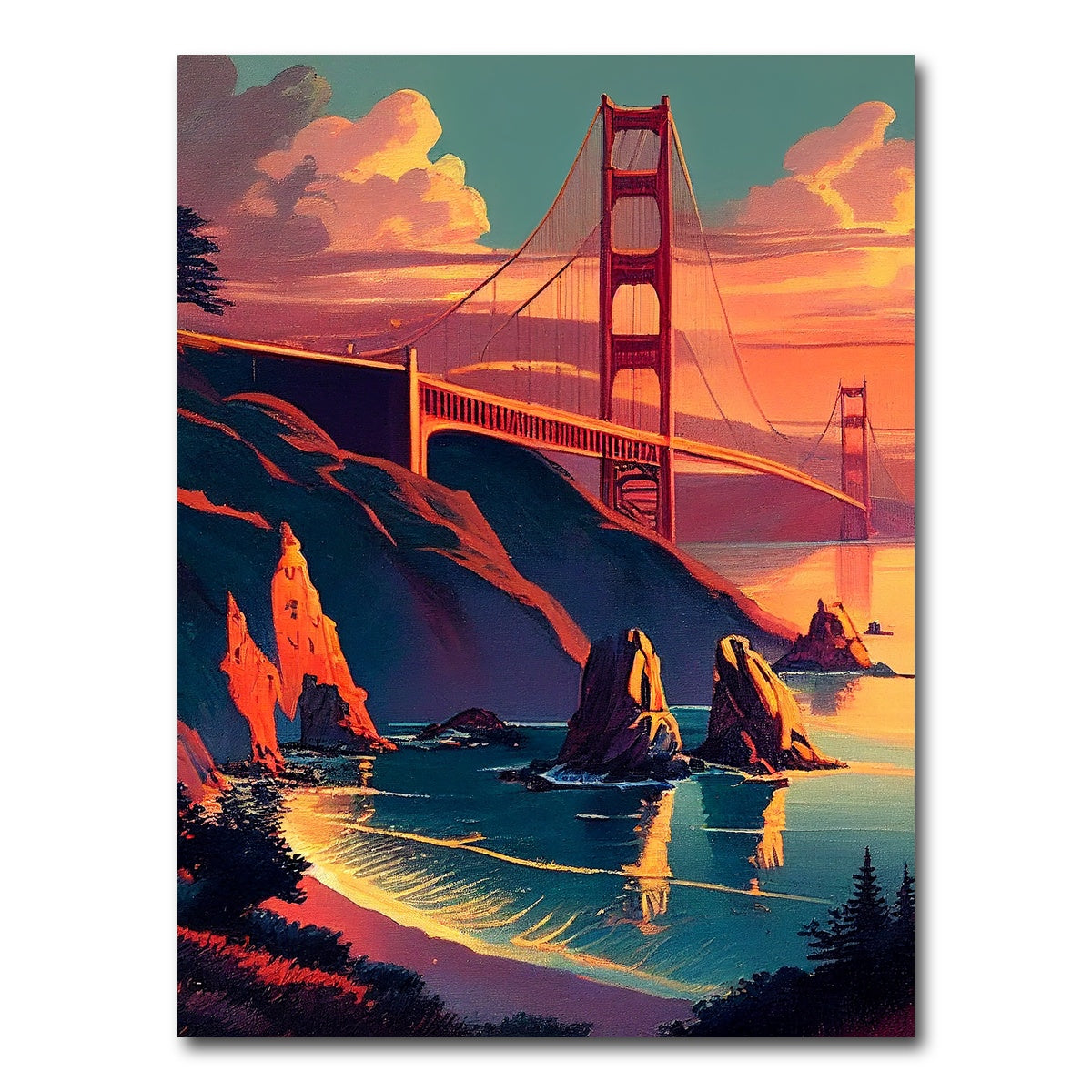Golden Gate Bridge at Sunset Wall Art