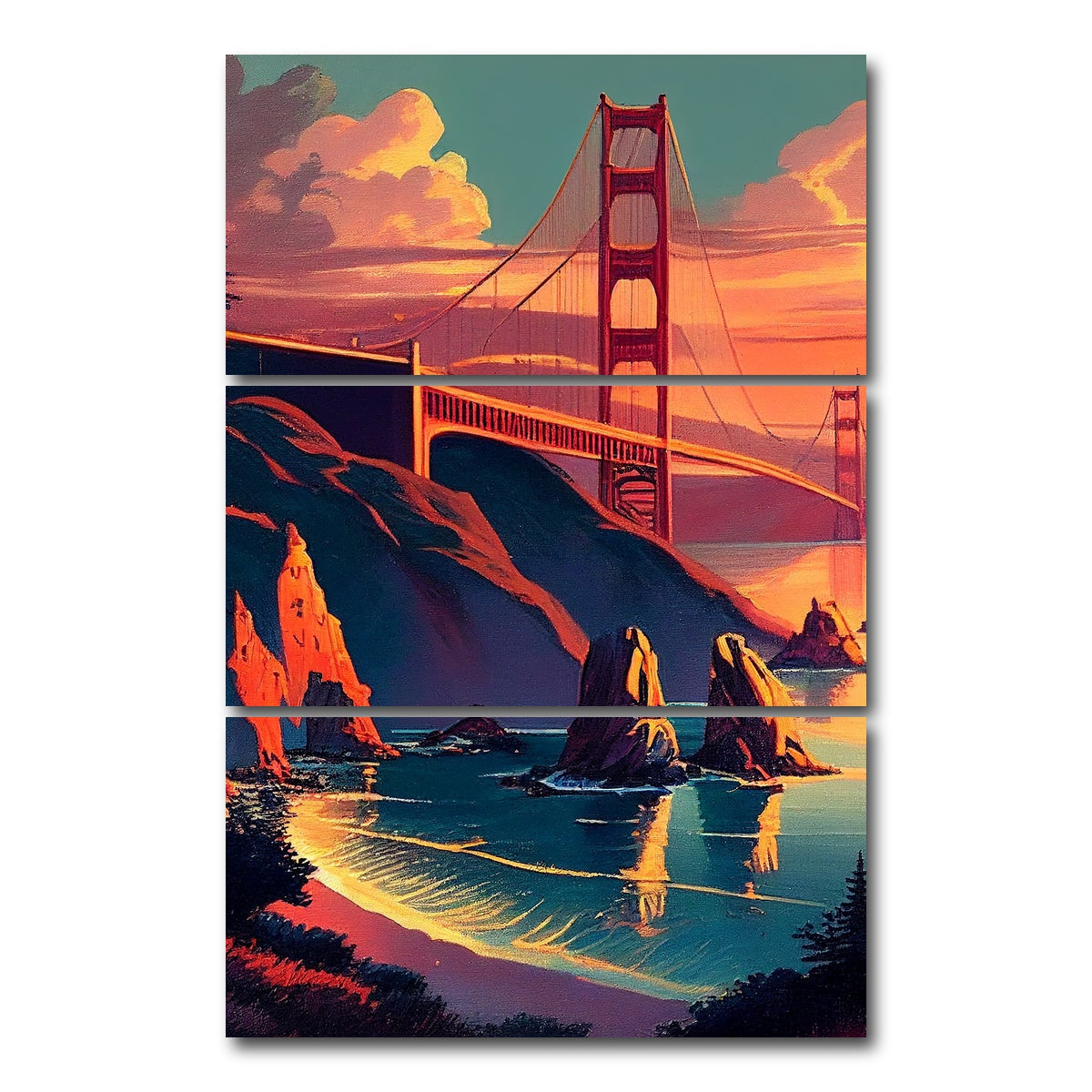 Golden Gate Bridge at Sunset Wall Art