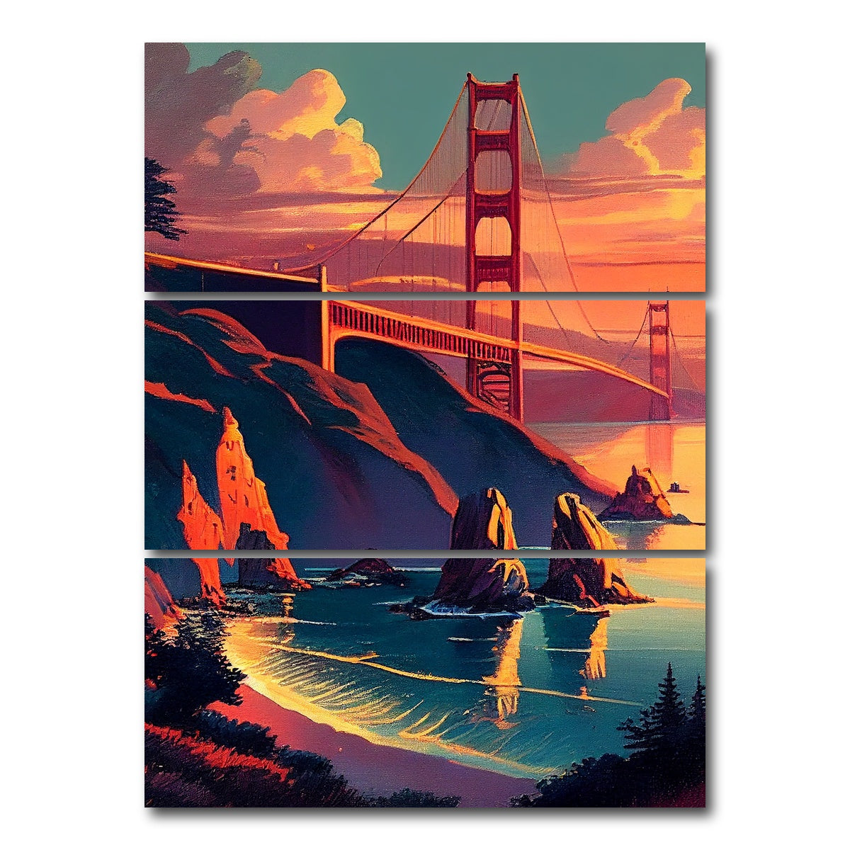 Golden Gate Bridge at Sunset Wall Art