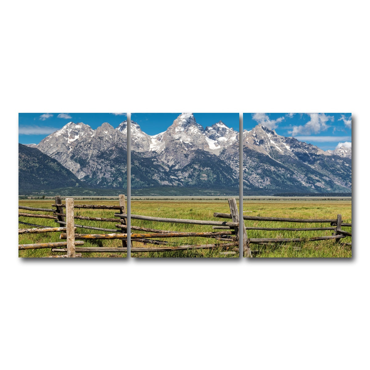AUTO-MOCKUP WHITE | Grand Tetons and corral fence | 3 Piece | Gallery Wrap Canvas | group=18x24