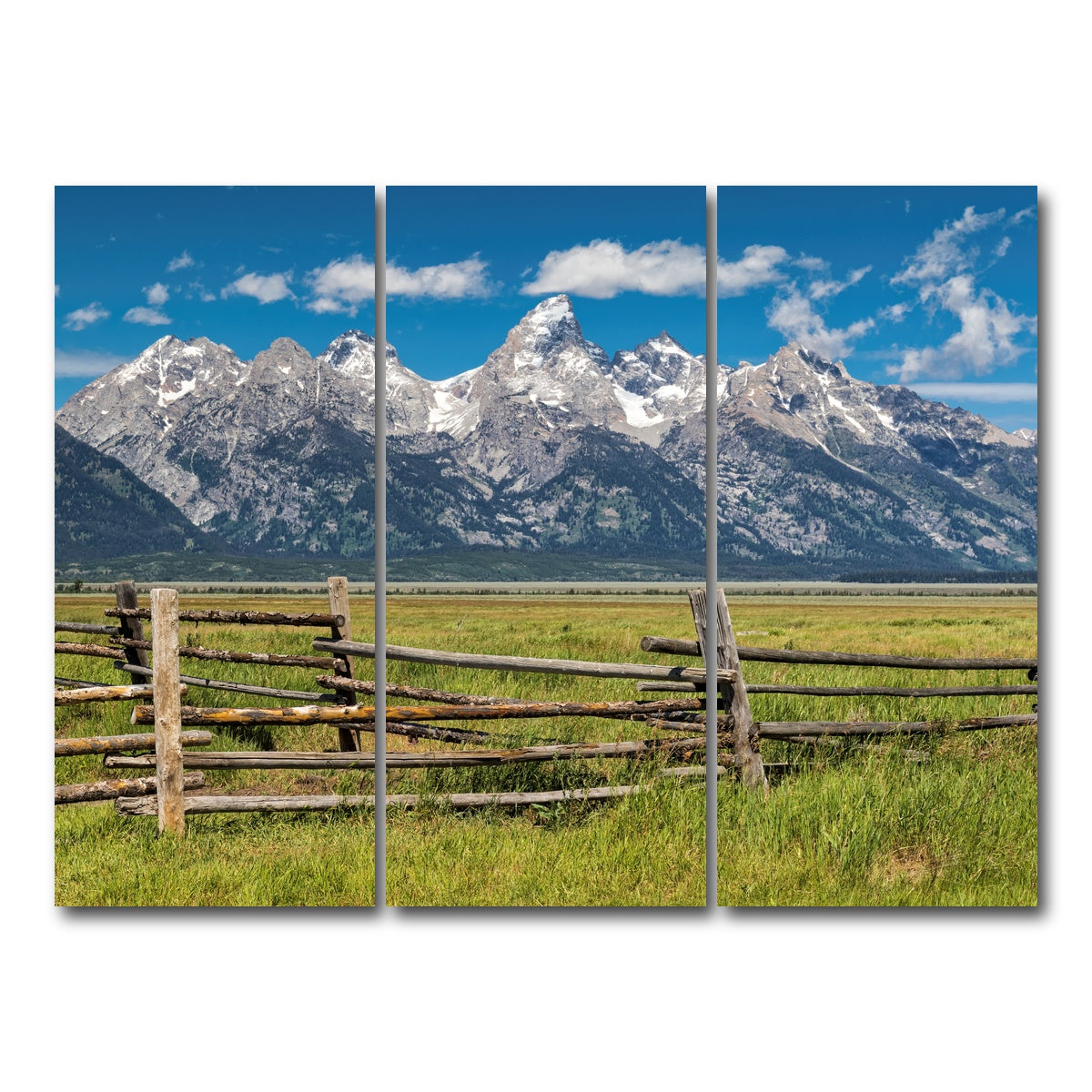 AUTO-MOCKUP WHITE | Grand Tetons and corral fence | 3 Piece | Gallery Wrap Canvas | group=8x18