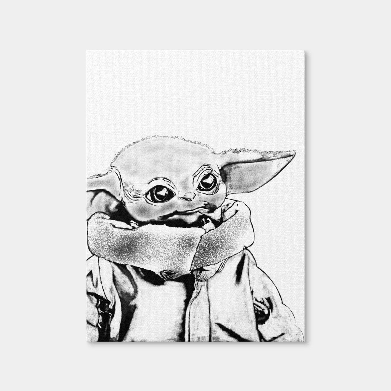 AUTO-MOCKUP WHITE | Grogu Sketch | 1 Piece | Gallery Wrap Canvas | group=3x4