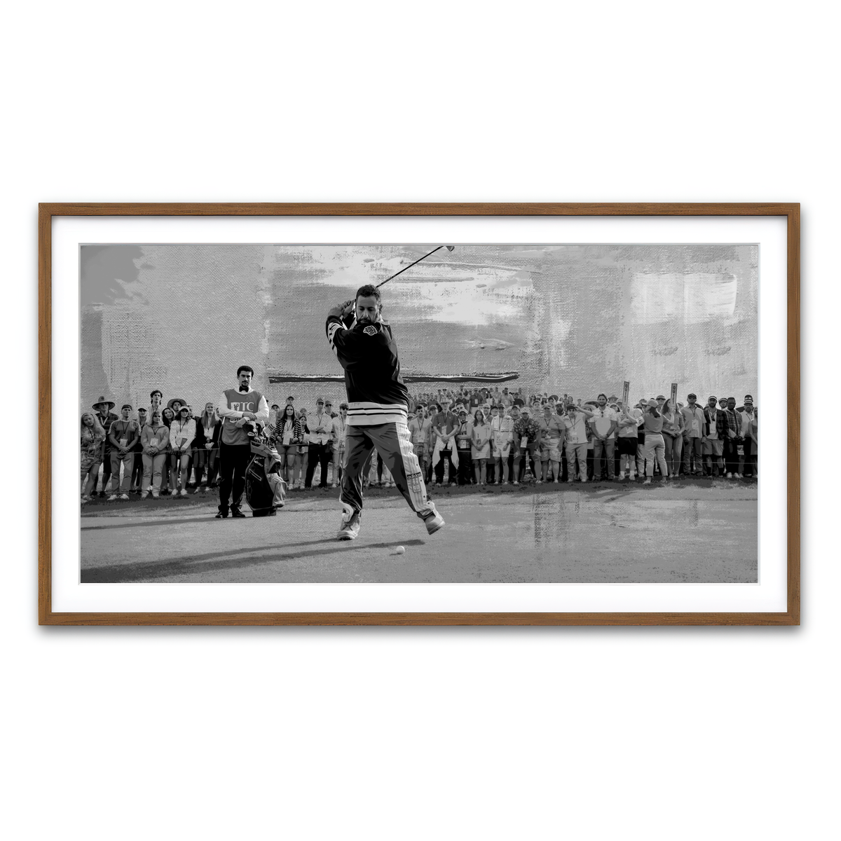 AUTO-MOCKUP WHITE | Happy Gilmore 2 Grayscale | 1 Piece | Walnut Framed Print | group=2x1