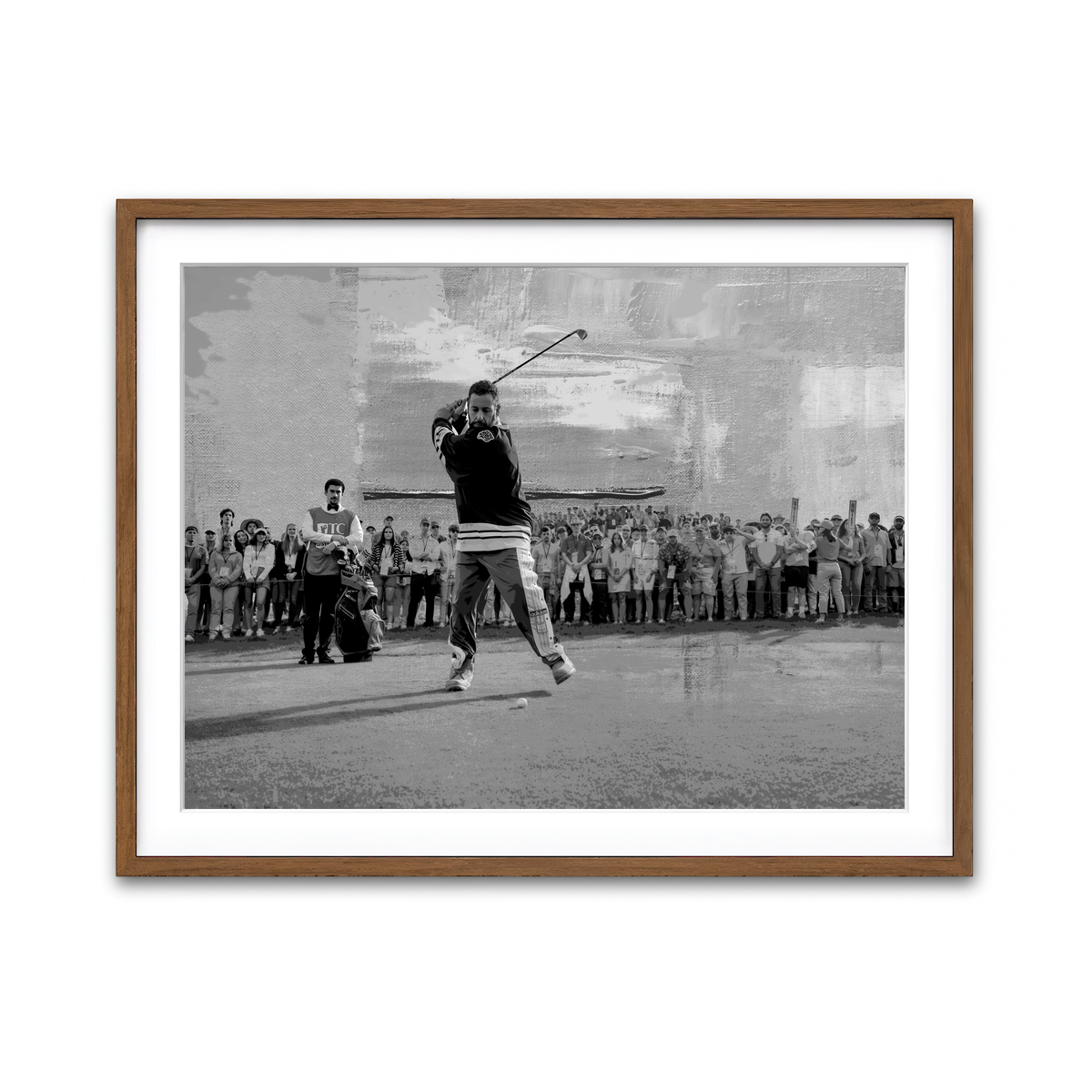 AUTO-MOCKUP WHITE | Happy Gilmore 2 Grayscale | 1 Piece | Walnut Framed Print | group=4x3