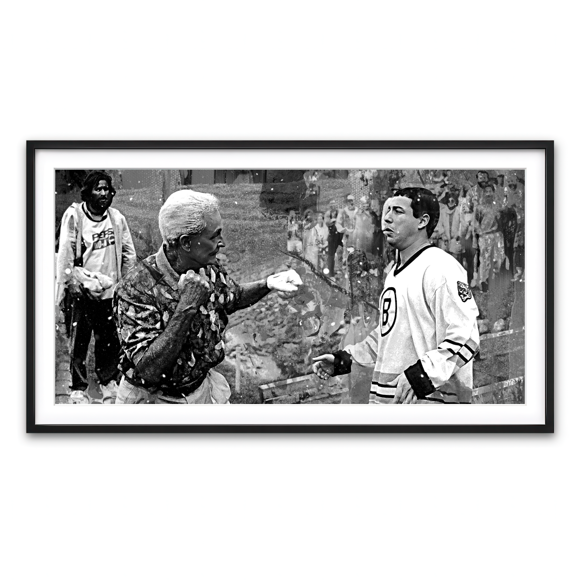 AUTO-MOCKUP WHITE | Happy Gilmore & Bob Barker Grayscale | 1 Piece | Black Framed Print | group=2x1