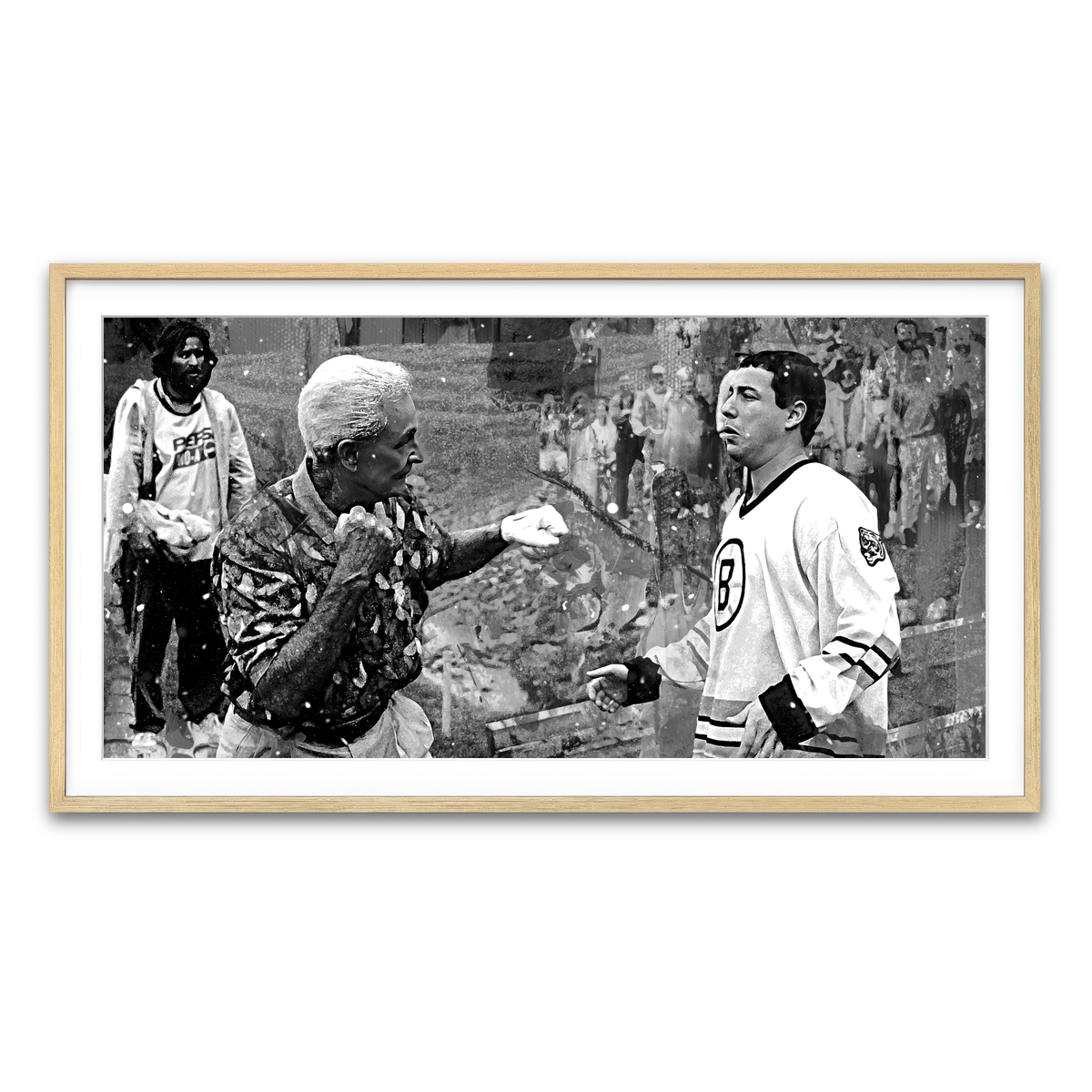 AUTO-MOCKUP WHITE | Happy Gilmore & Bob Barker Grayscale | 1 Piece | Natural Framed Print | group=2x1