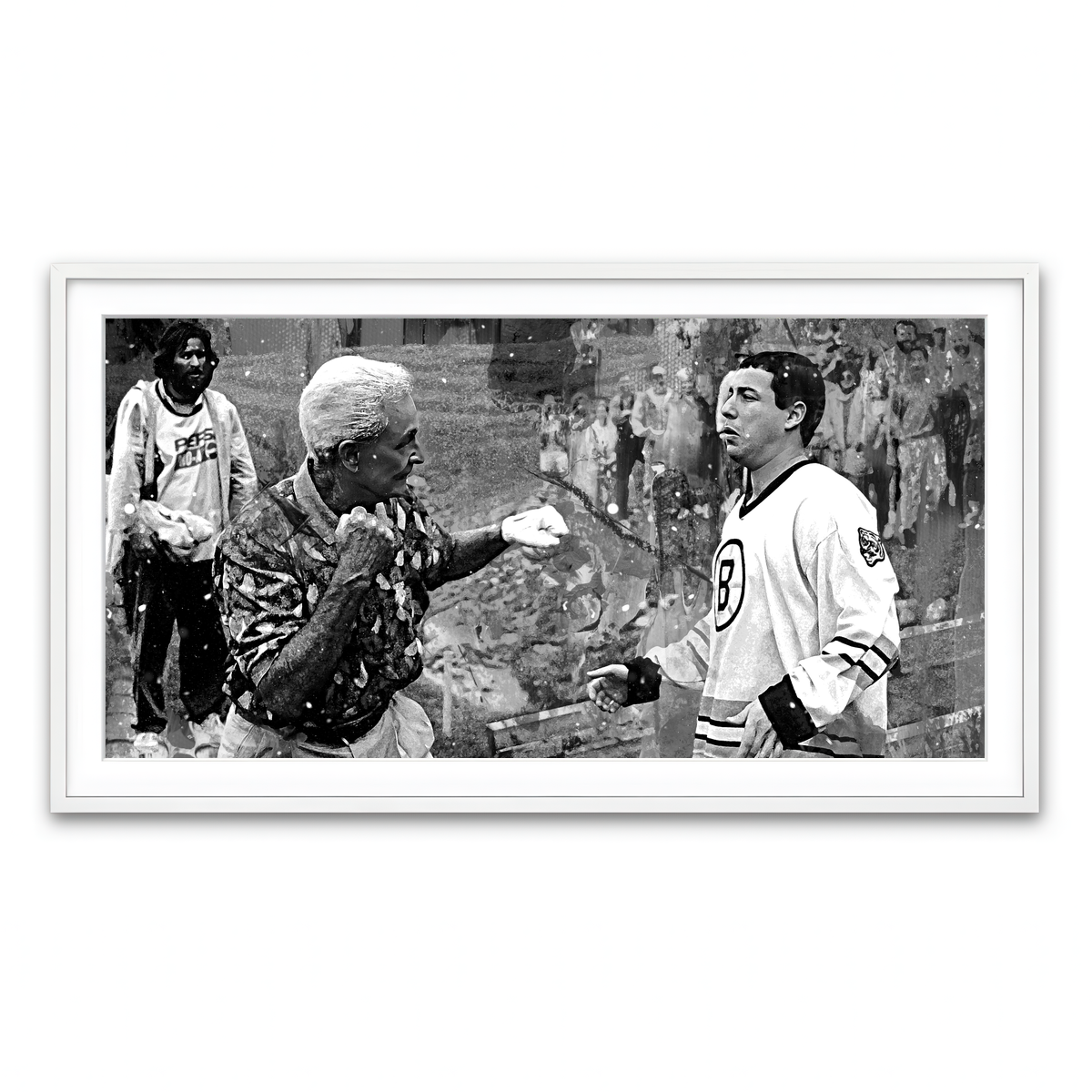 AUTO-MOCKUP WHITE | Happy Gilmore & Bob Barker Grayscale | 1 Piece | White Framed Print | group=2x1