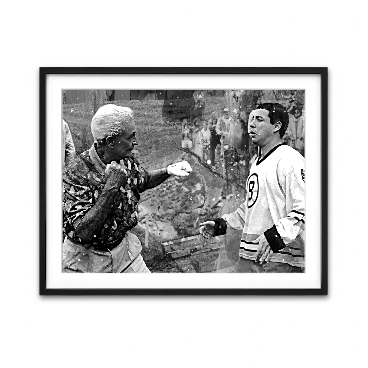 AUTO-MOCKUP WHITE | Happy Gilmore & Bob Barker Grayscale | 1 Piece | Black Framed Print | group=4x3