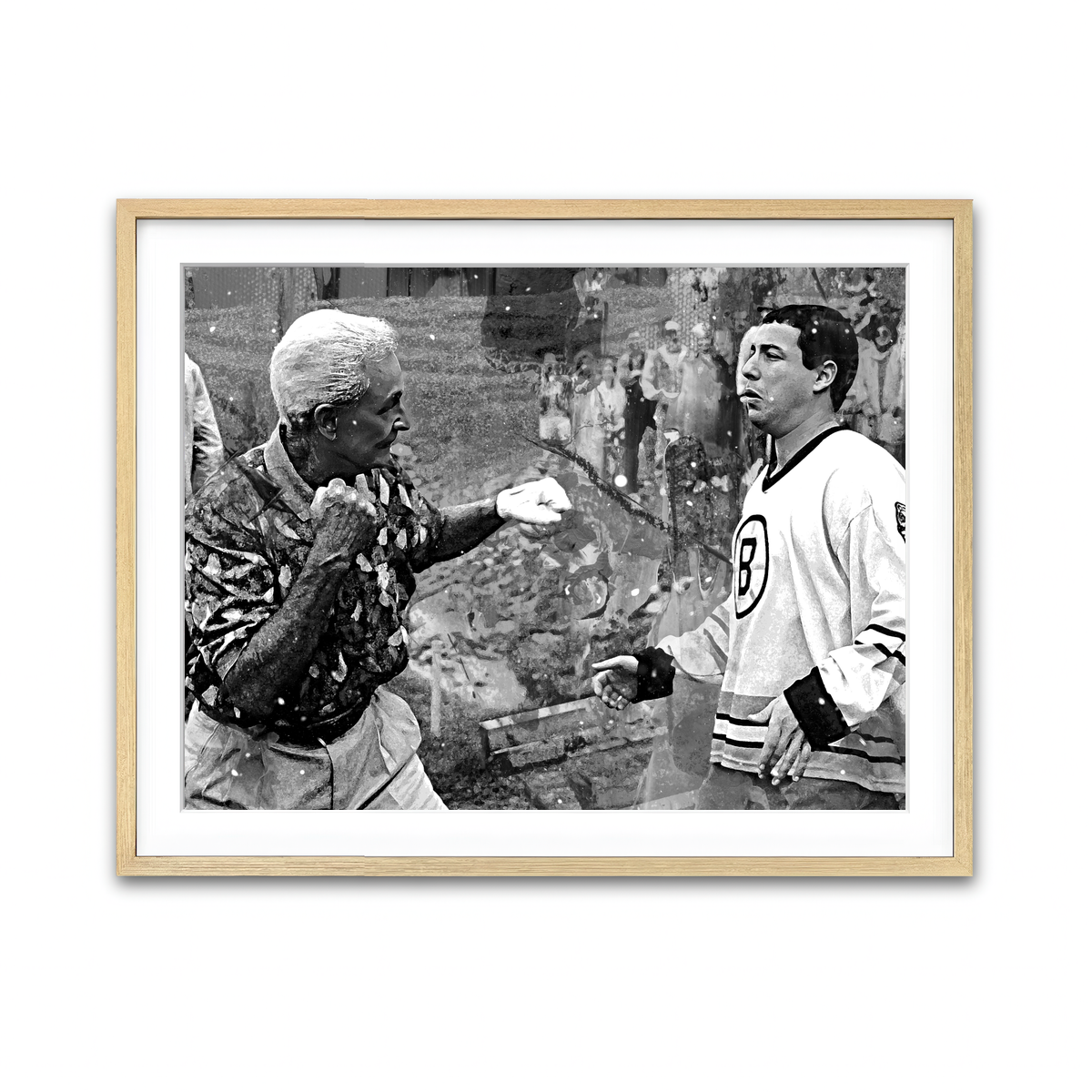 AUTO-MOCKUP WHITE | Happy Gilmore & Bob Barker Grayscale | 1 Piece | Natural Framed Print | group=4x3