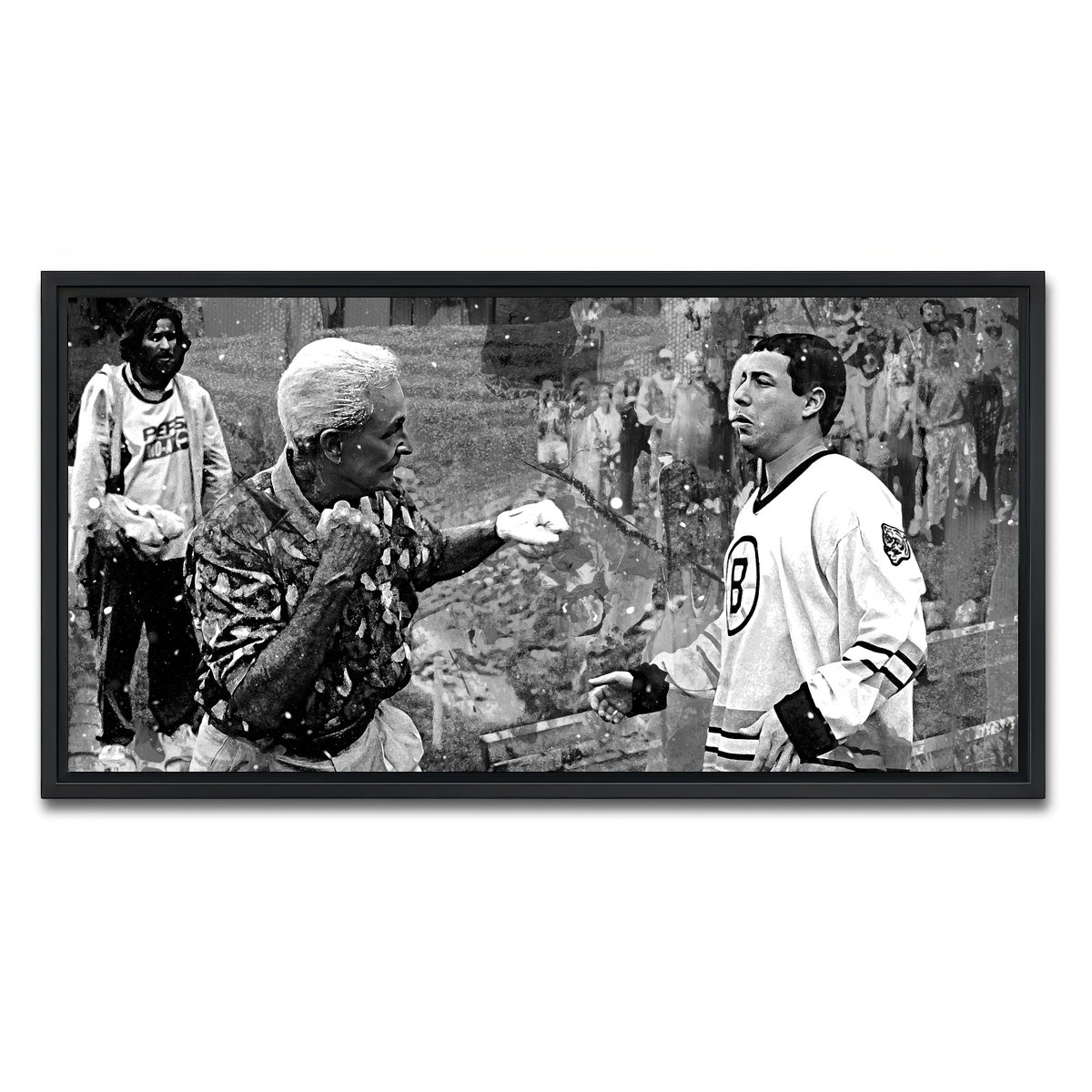 AUTO-MOCKUP WHITE | Happy Gilmore & Bob Barker Grayscale | 1 Piece | Black Framed Canvas | group=2x1