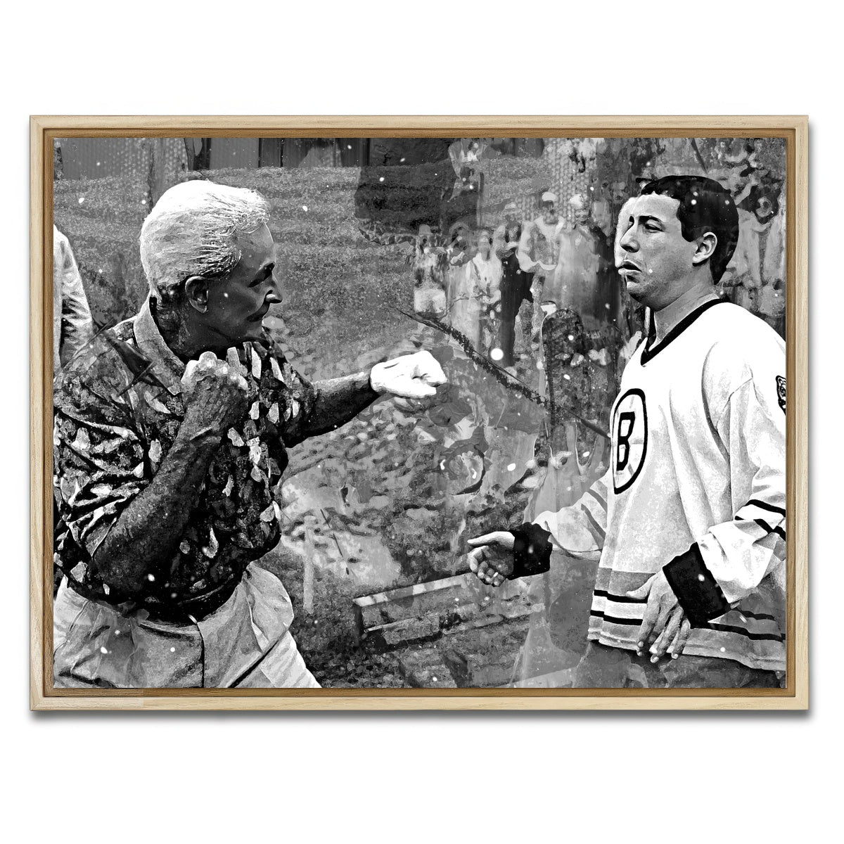 AUTO-MOCKUP WHITE | Happy Gilmore & Bob Barker Grayscale | 1 Piece | Natural Framed Canvas | group=4x3