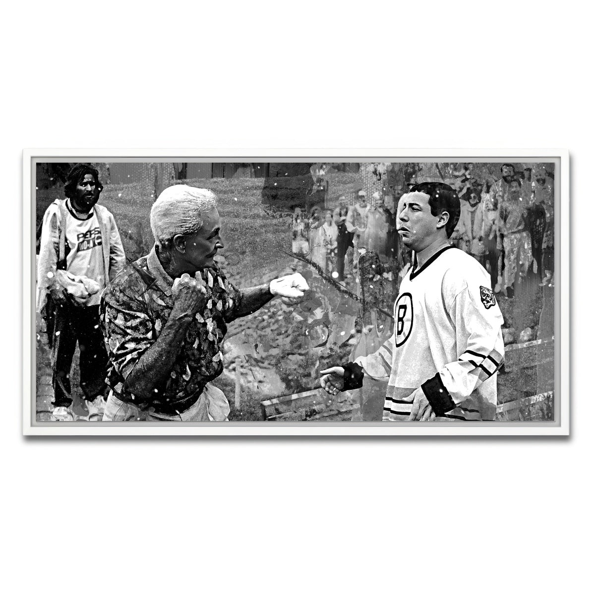 AUTO-MOCKUP WHITE | Happy Gilmore & Bob Barker Grayscale | 1 Piece | White Framed Canvas | group=2x1