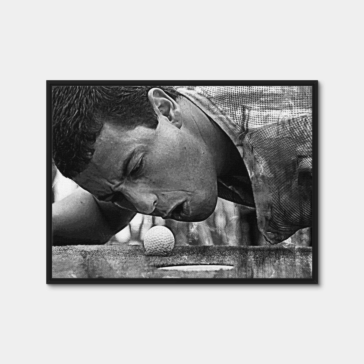 AUTO-MOCKUP WHITE | Happy Gilmore Grayscale | 1 Piece | Black Framed Canvas | group=4x3