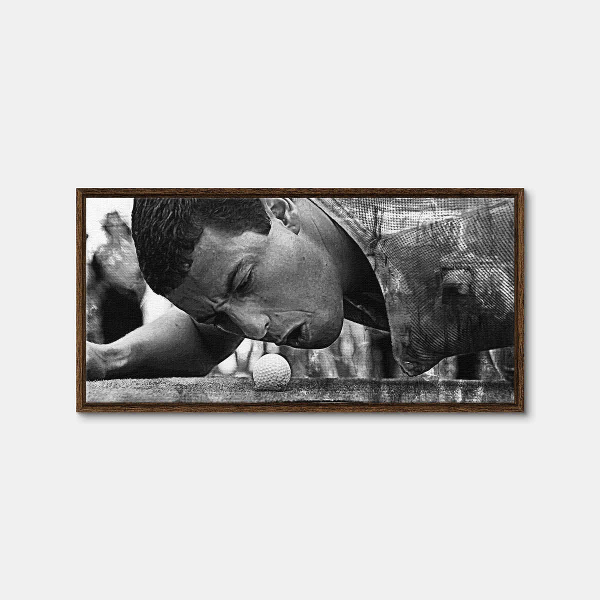 AUTO-MOCKUP WHITE | Happy Gilmore Grayscale | 1 Piece | Walnut Framed Canvas | group=2x1