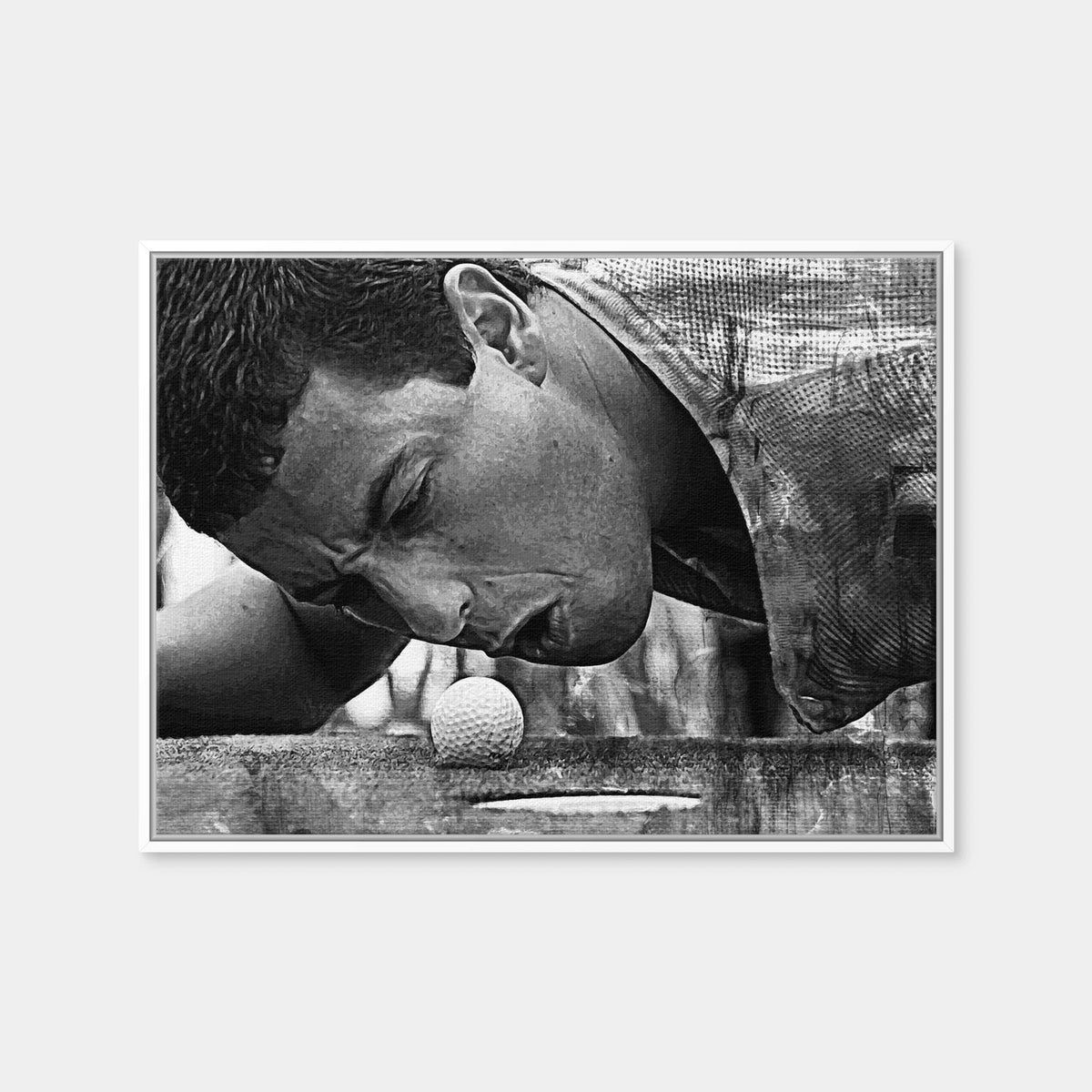 AUTO-MOCKUP WHITE | Happy Gilmore Grayscale | 1 Piece | White Framed Canvas | group=4x3