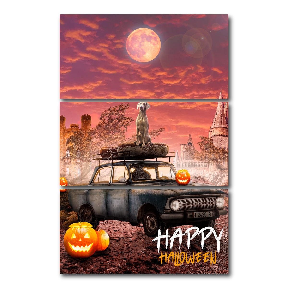 AUTO-MOCKUP WHITE | Happy Halloween | 3 Piece | Gallery Wrap Canvas | group=12x24_stacked