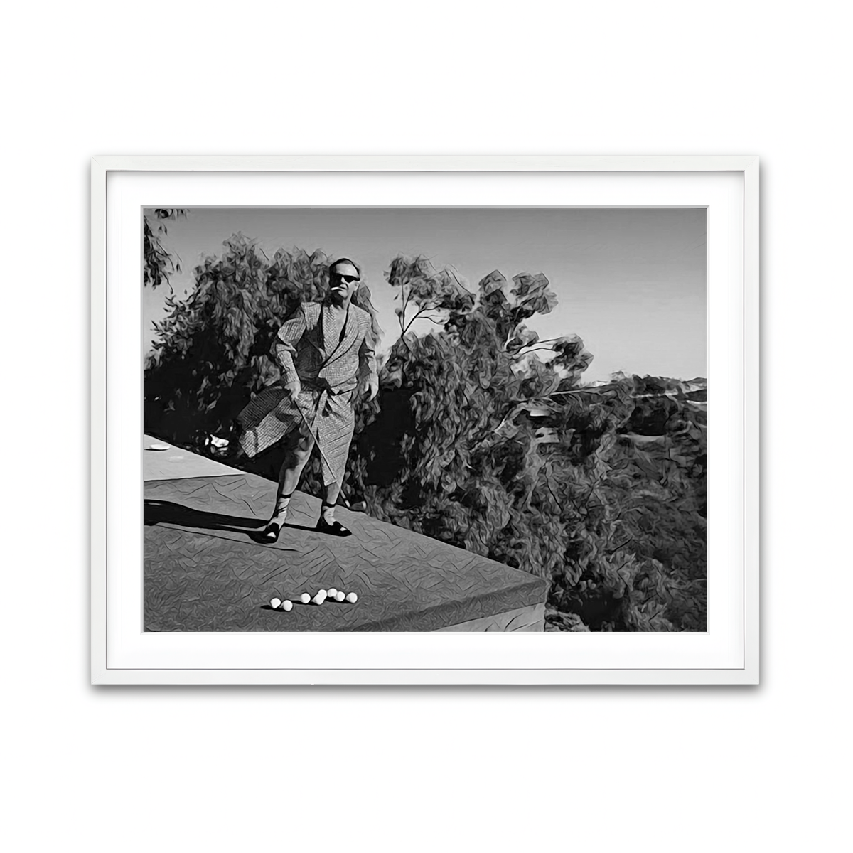 AUTO-MOCKUP WHITE | Happy Jack Grayscale | 1 Piece | White Framed Print | group=4x3