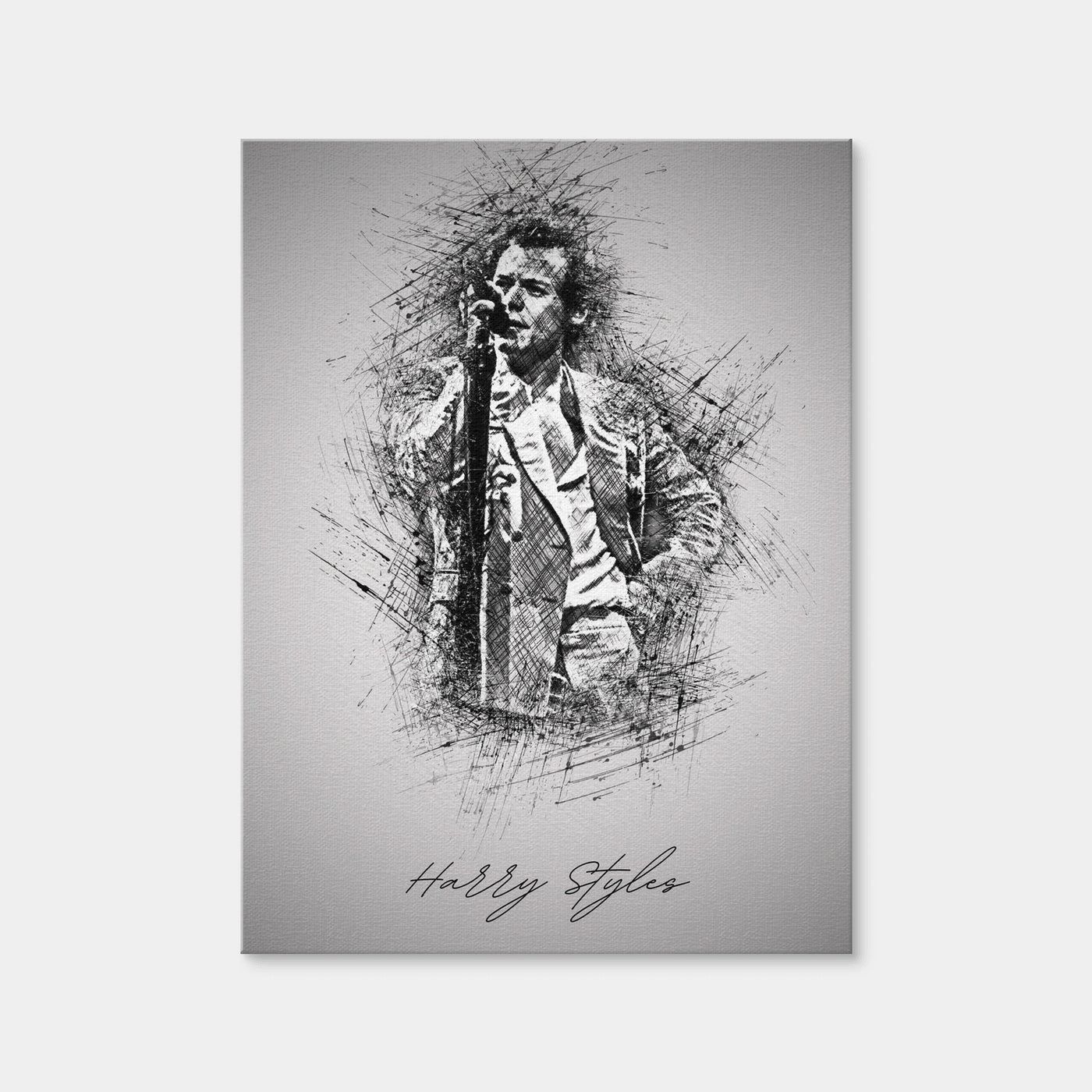 AUTO-MOCKUP WHITE | Harry Styles with mic | 1 Piece | Gallery Wrap Canvas | group=3x4