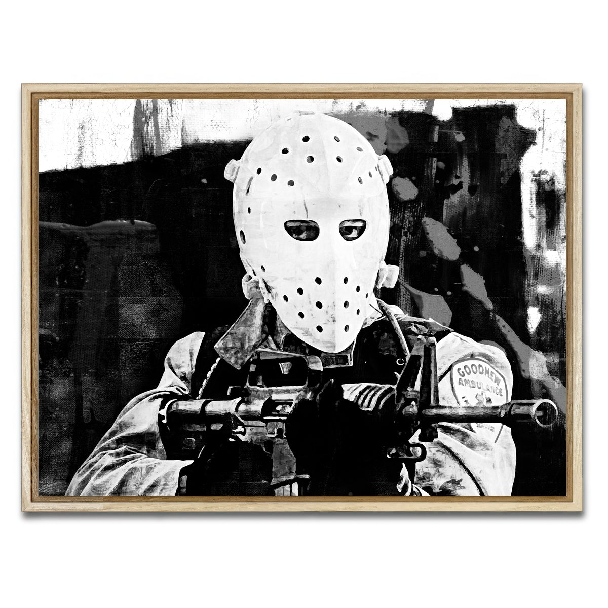 AUTO-MOCKUP WHITE | Heat - The Heist Grayscale | 1 Piece | Natural Framed Canvas | group=4x3