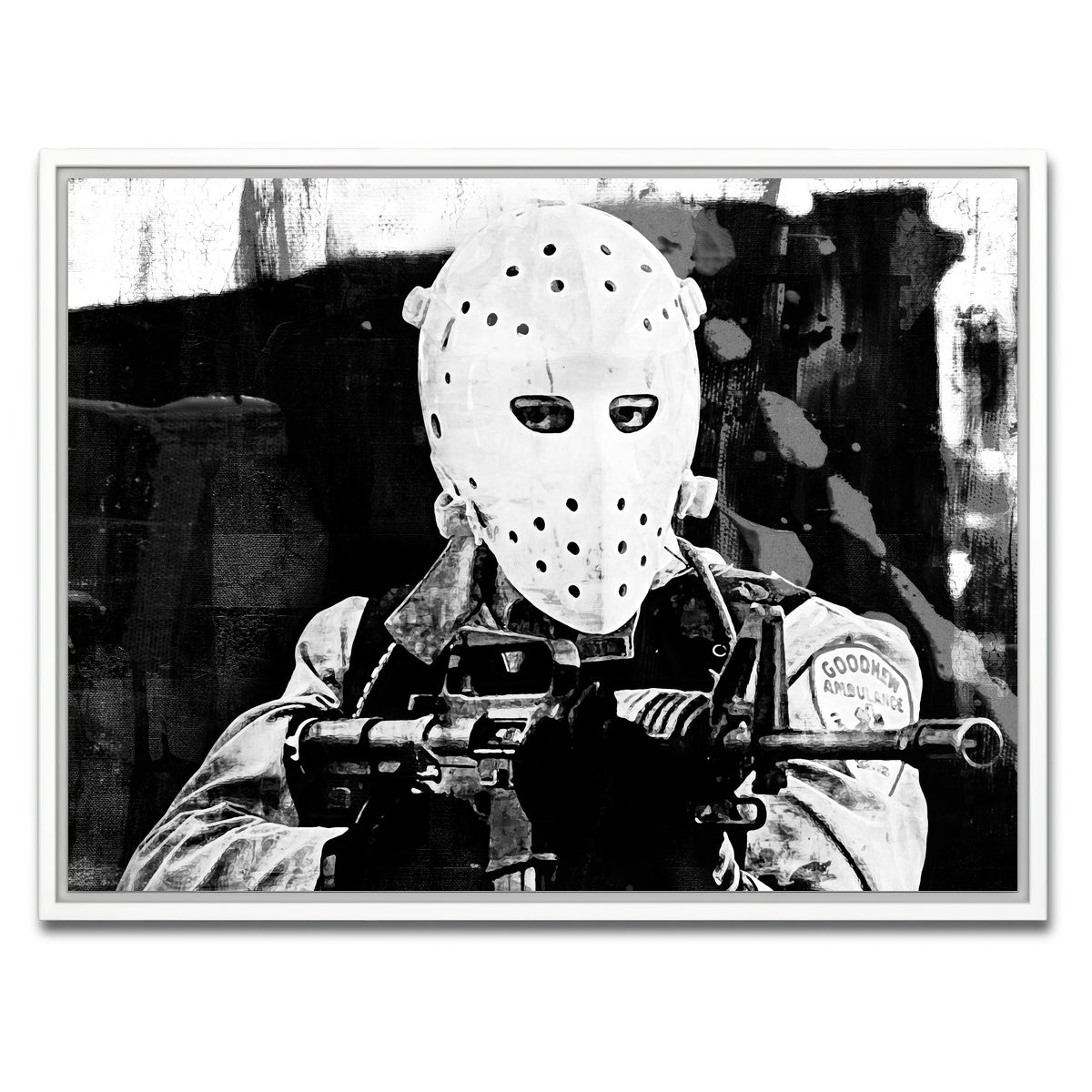 AUTO-MOCKUP WHITE | Heat - The Heist Grayscale | 1 Piece | White Framed Canvas | group=4x3