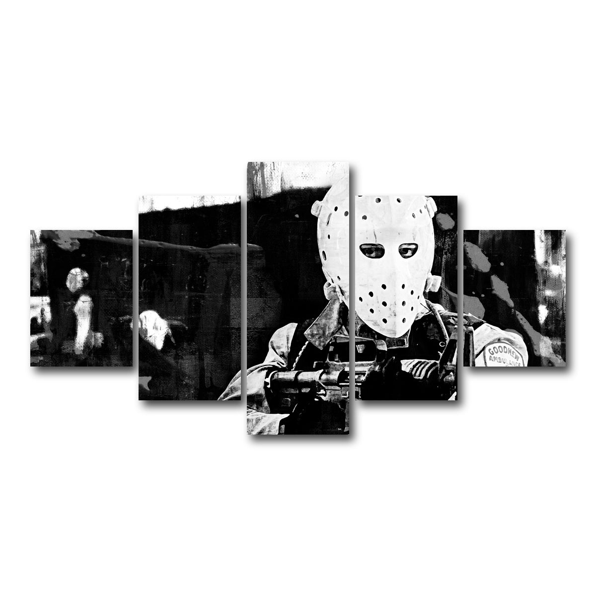 AUTO-MOCKUP WHITE | Heat - The Heist Grayscale | 5 Piece | Gallery Wrap Canvas | group=5_short