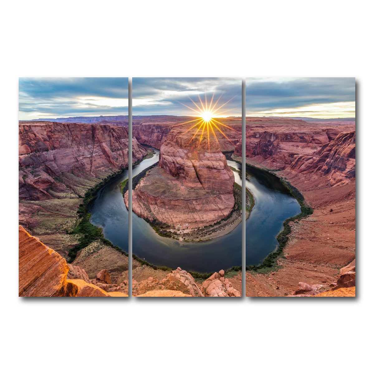AUTO-MOCKUP WHITE | Horseshoe Bend | 3 Piece | Gallery Wrap Canvas | group=12x24