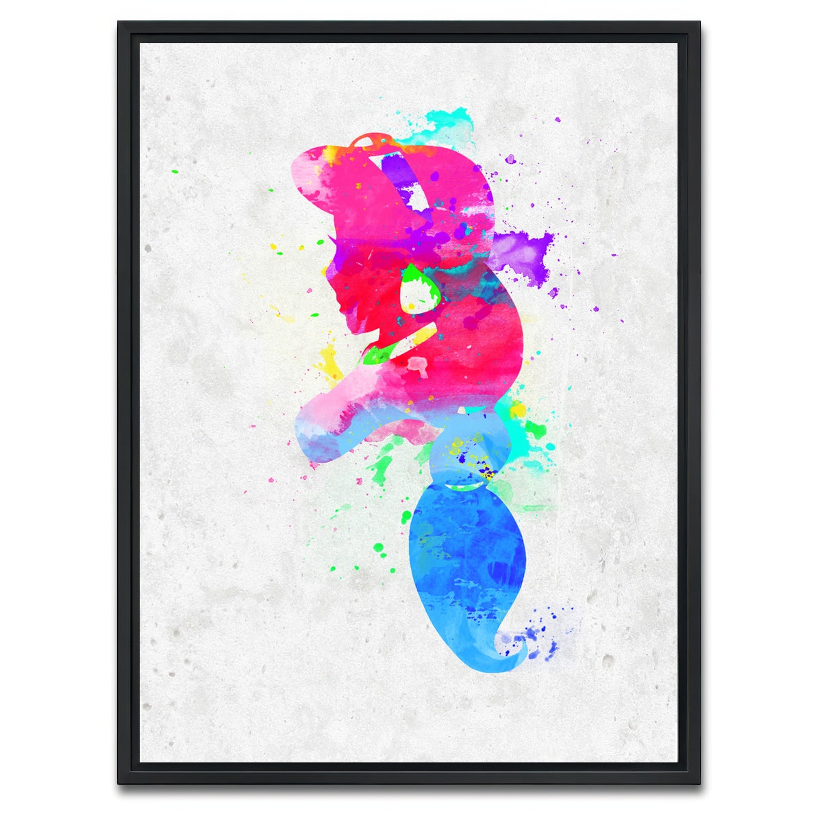 AUTO-MOCKUP WHITE | Jasmine Watercolour Splash Art | 1 Piece | Black Framed Canvas | group=3x4