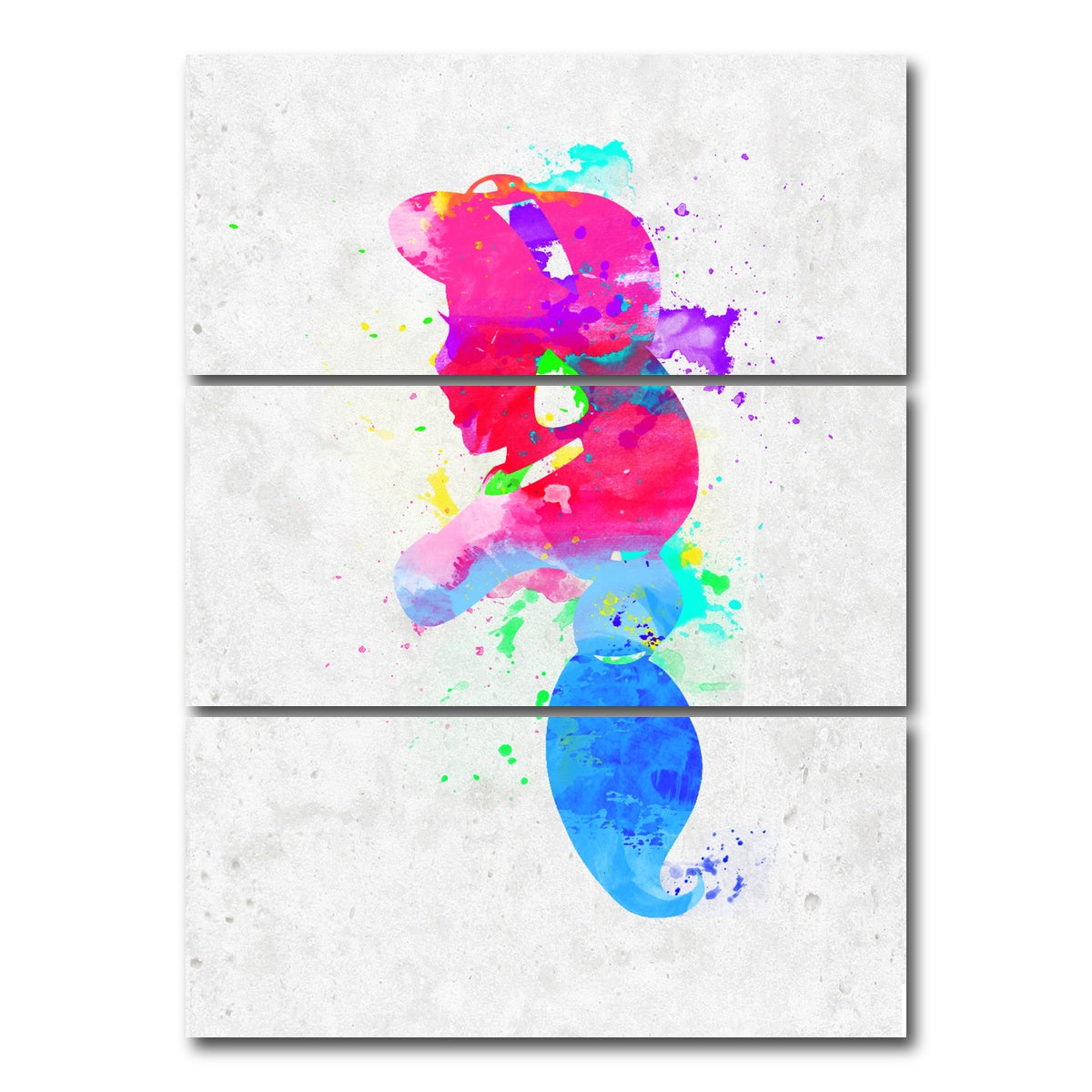 AUTO-MOCKUP WHITE | Jasmine Watercolour Splash Art | 3 Piece | Gallery Wrap Canvas | group=8x18_stacked