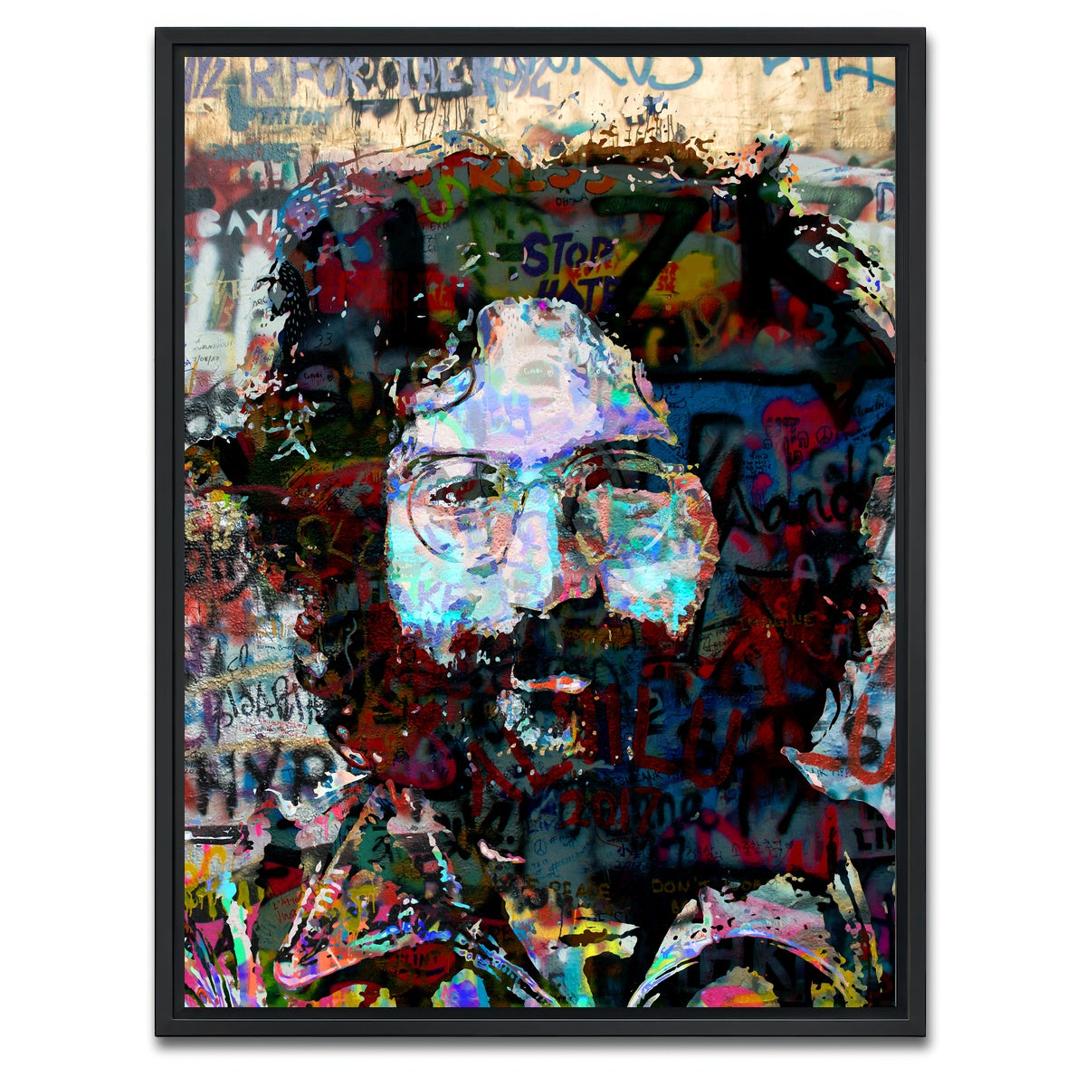AUTO-MOCKUP WHITE | Jerry Garcia Heavy Graffiti | 1 Piece | Black Framed Canvas | group=3x4