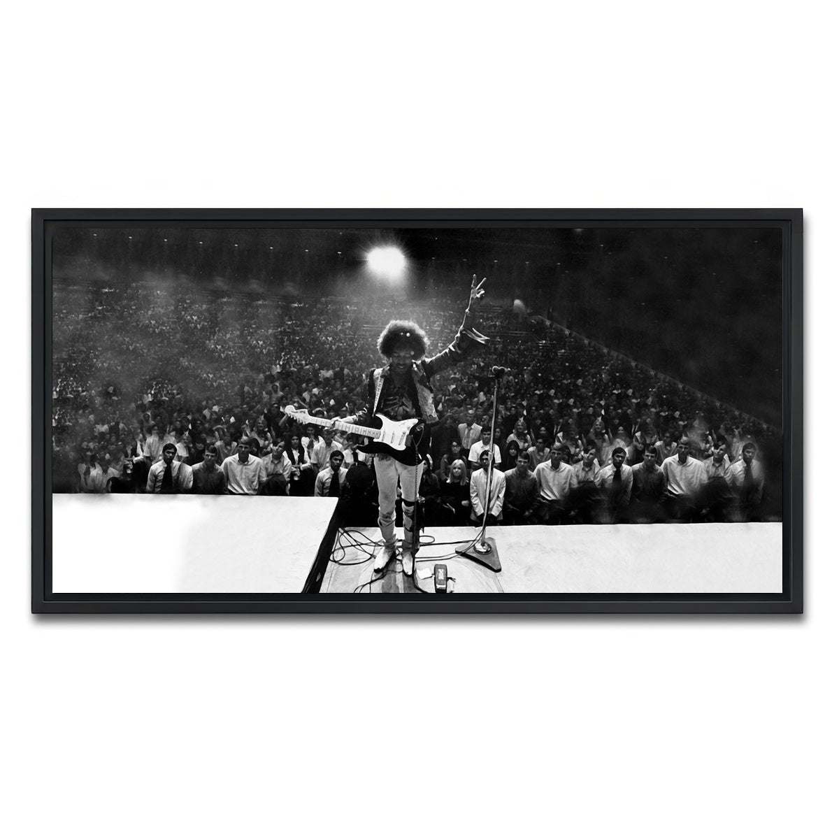 AUTO-MOCKUP WHITE | Jimi Hendrix Black and White | 1 Piece | Black Framed Canvas | group=2x1