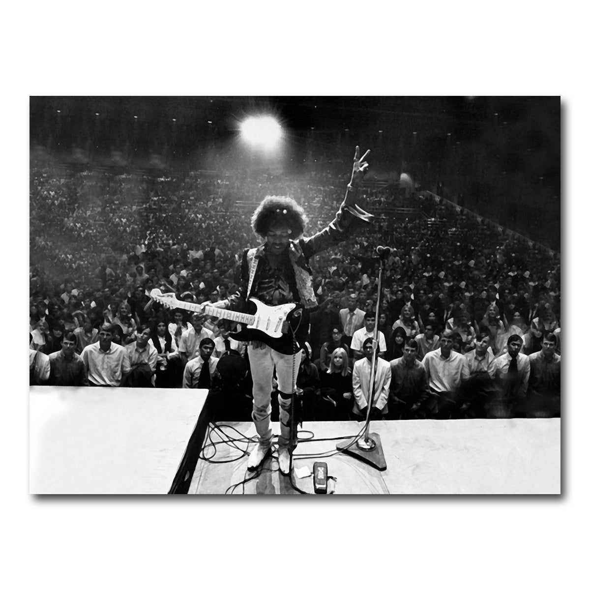 Jimi Hendrix Black and White Wall Art