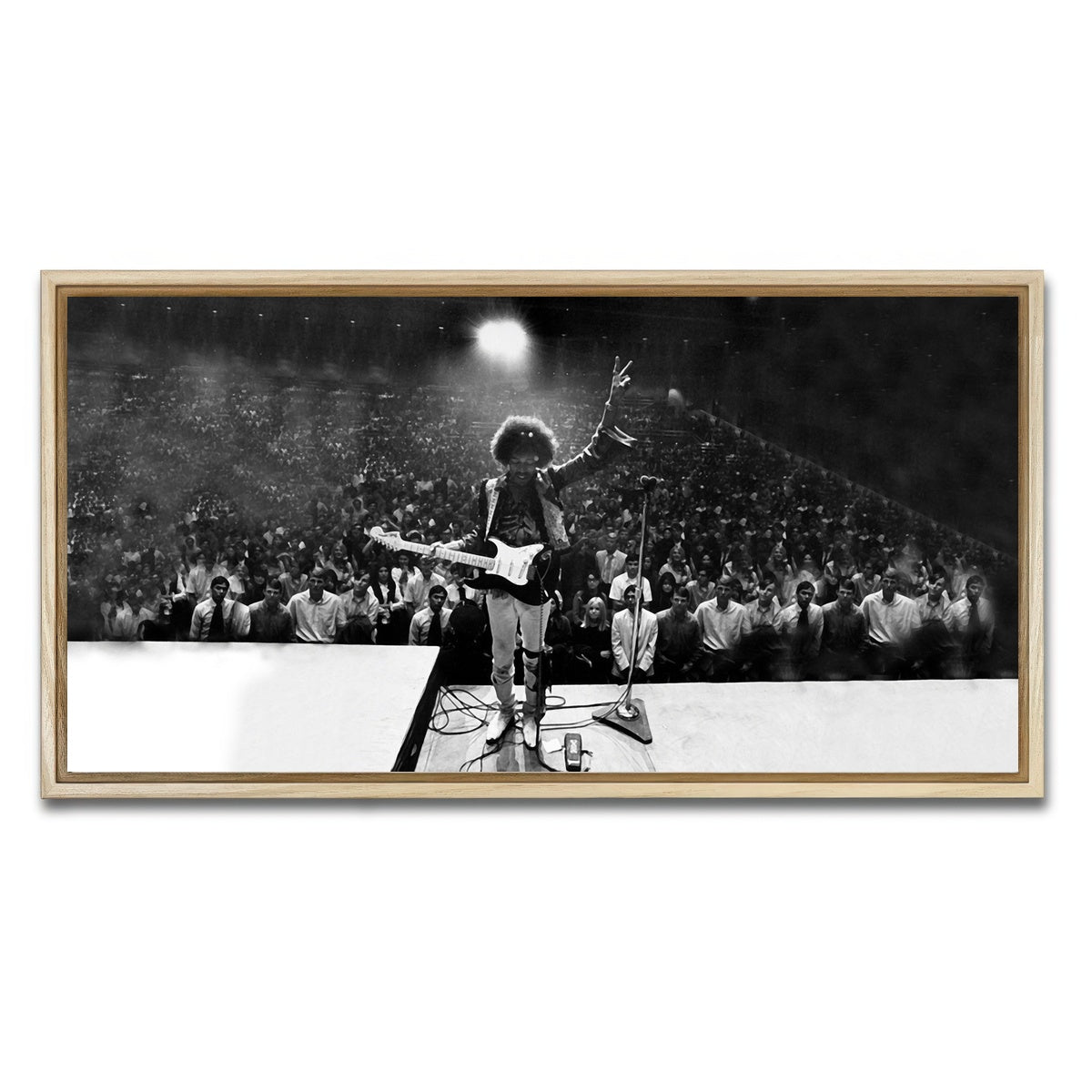 AUTO-MOCKUP WHITE | Jimi Hendrix Black and White | 1 Piece | Natural Framed Canvas | group=2x1