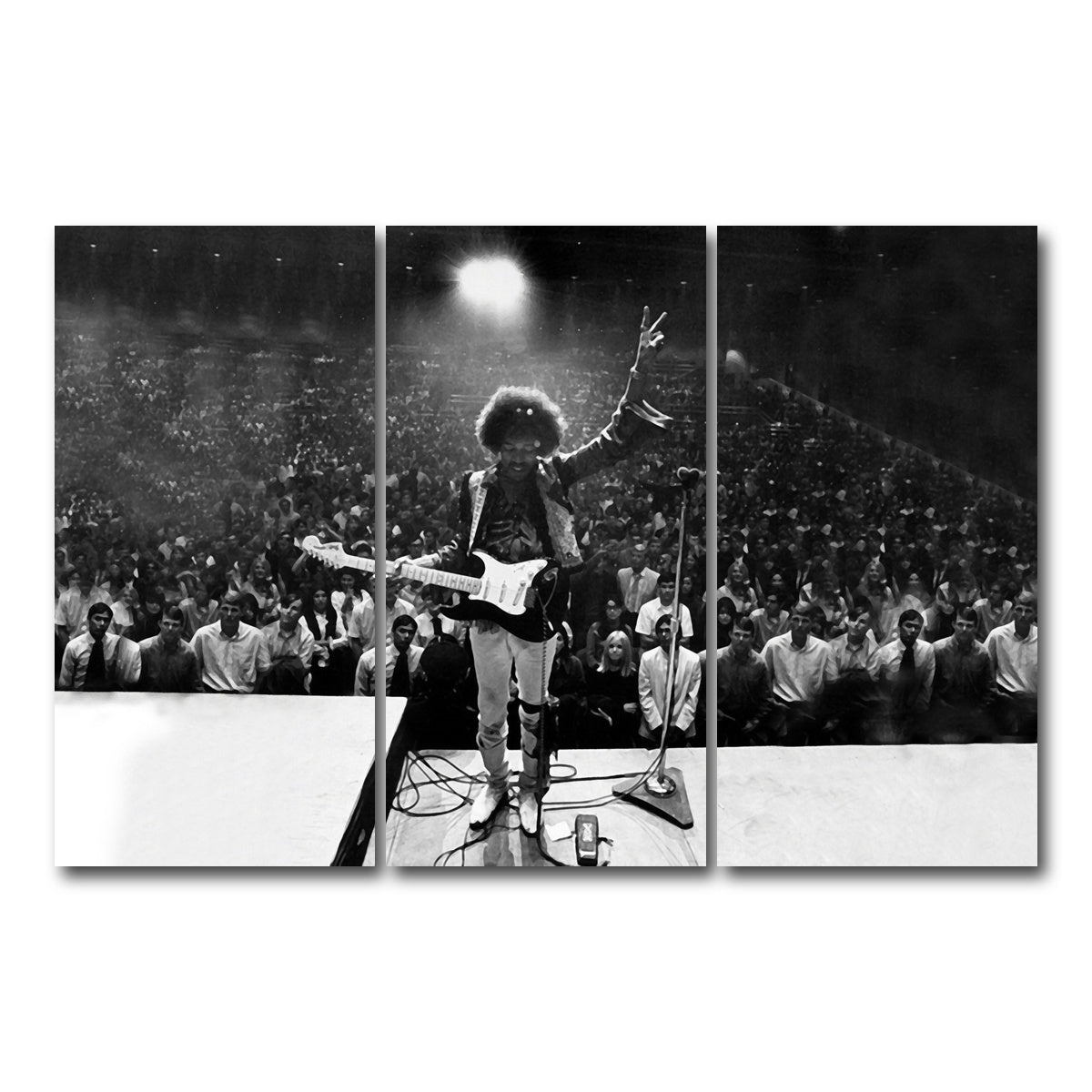 AUTO-MOCKUP WHITE | Jimi Hendrix Black and White | 3 Piece | Gallery Wrap Canvas | group=12x24
