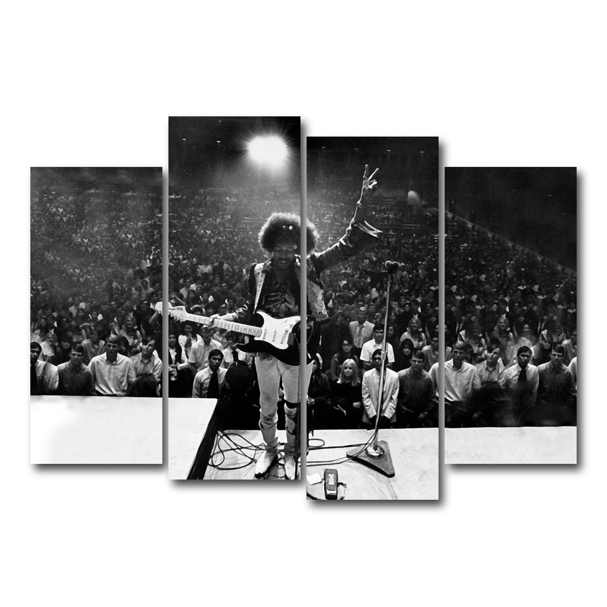 AUTO-MOCKUP WHITE | Jimi Hendrix Black and White | 4 Piece | Gallery Wrap Canvas | group=4_normal