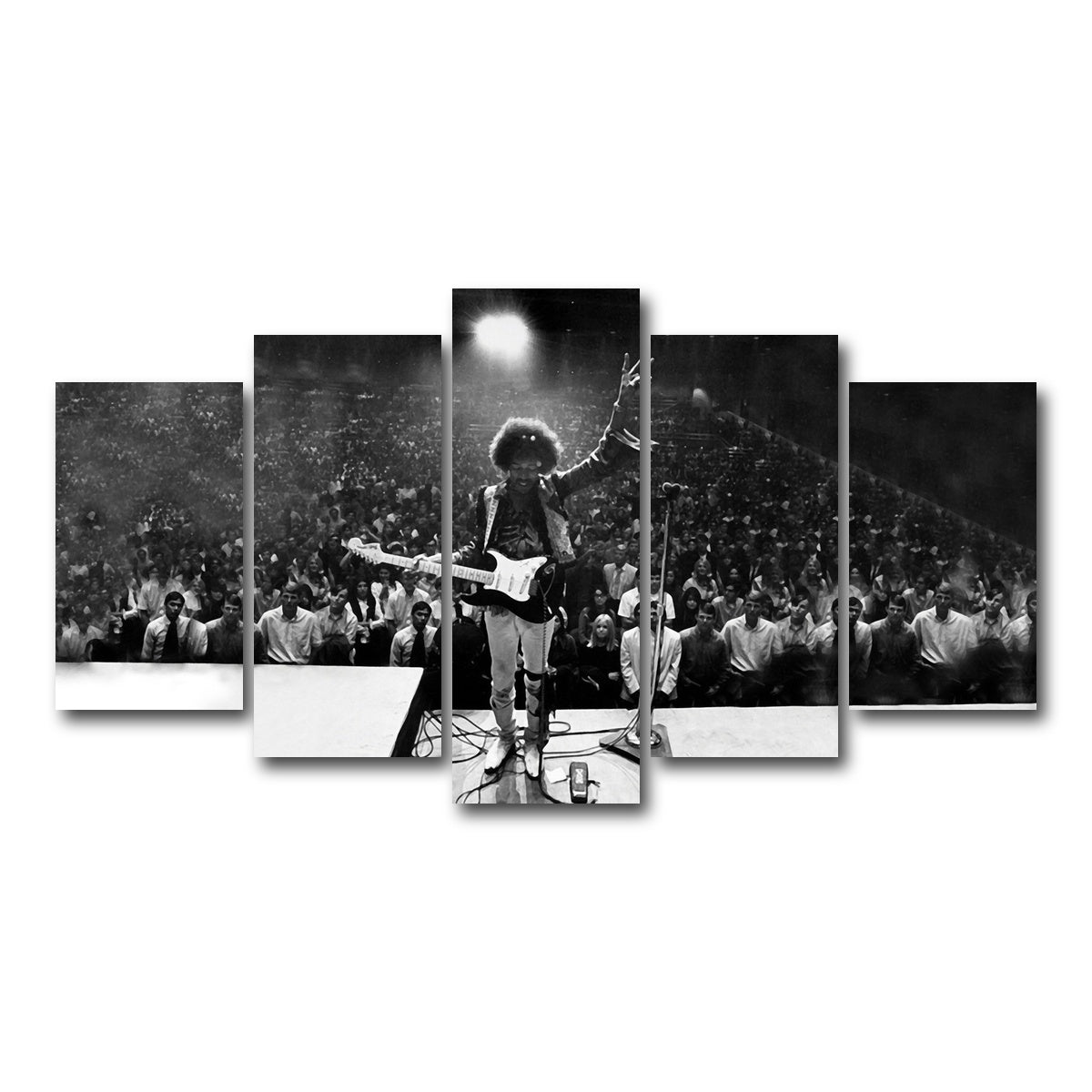 AUTO-MOCKUP WHITE | Jimi Hendrix Black and White | 5 Piece | Gallery Wrap Canvas | group=5_normal
