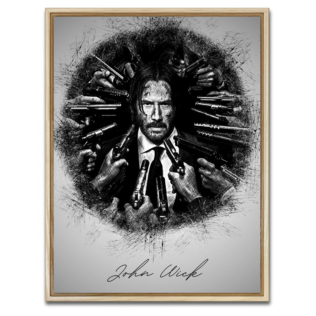 AUTO-MOCKUP WHITE | John Wick Sketch | 1 Piece | Natural Framed Canvas | group=3x4