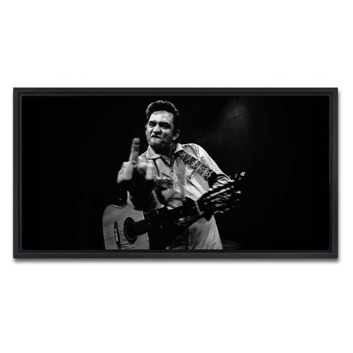 AUTO-MOCKUP WHITE | Johnny Cash Flip Off | 1 Piece | Black Framed Canvas | group=2x1
