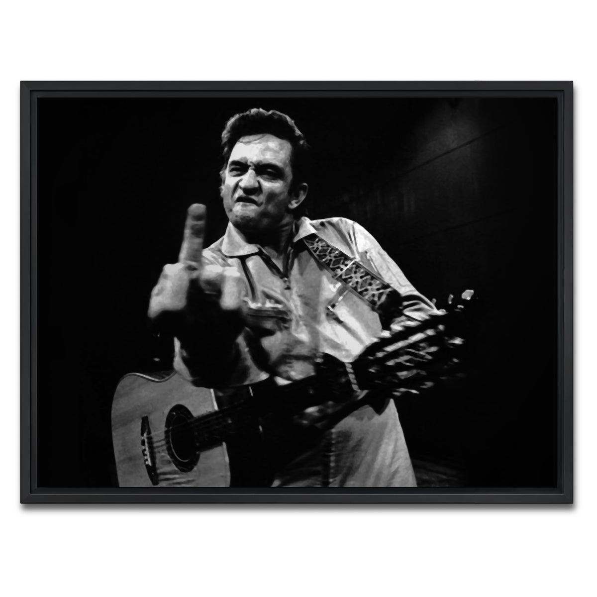 AUTO-MOCKUP WHITE | Johnny Cash Flip Off | 1 Piece | Black Framed Canvas | group=4x3