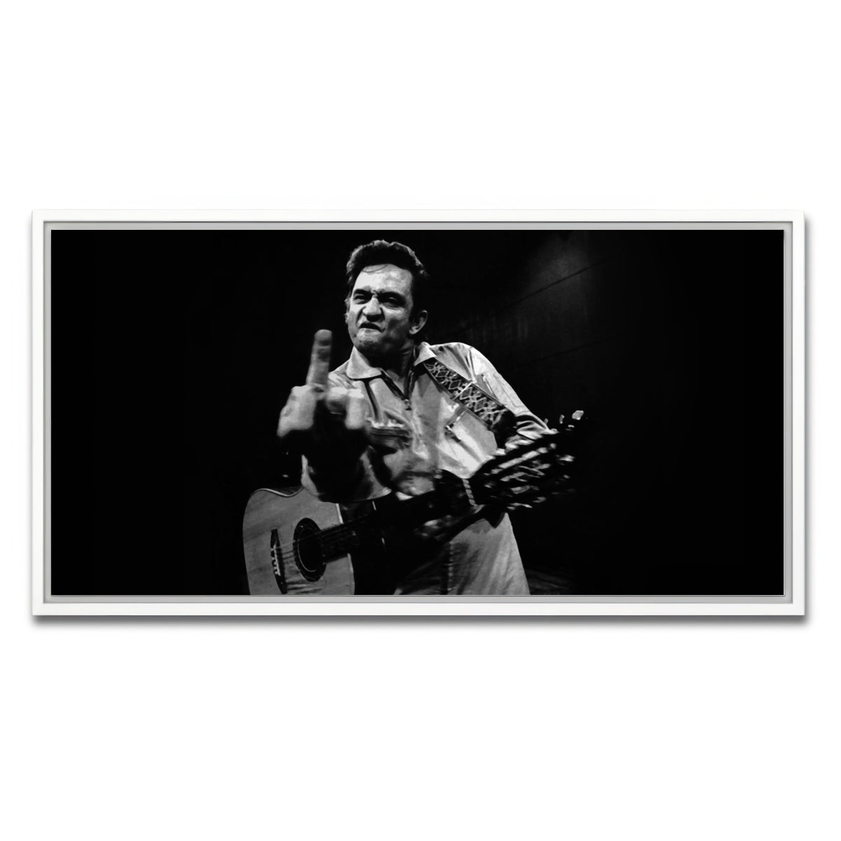 AUTO-MOCKUP WHITE | Johnny Cash Flip Off | 1 Piece | White Framed Canvas | group=2x1
