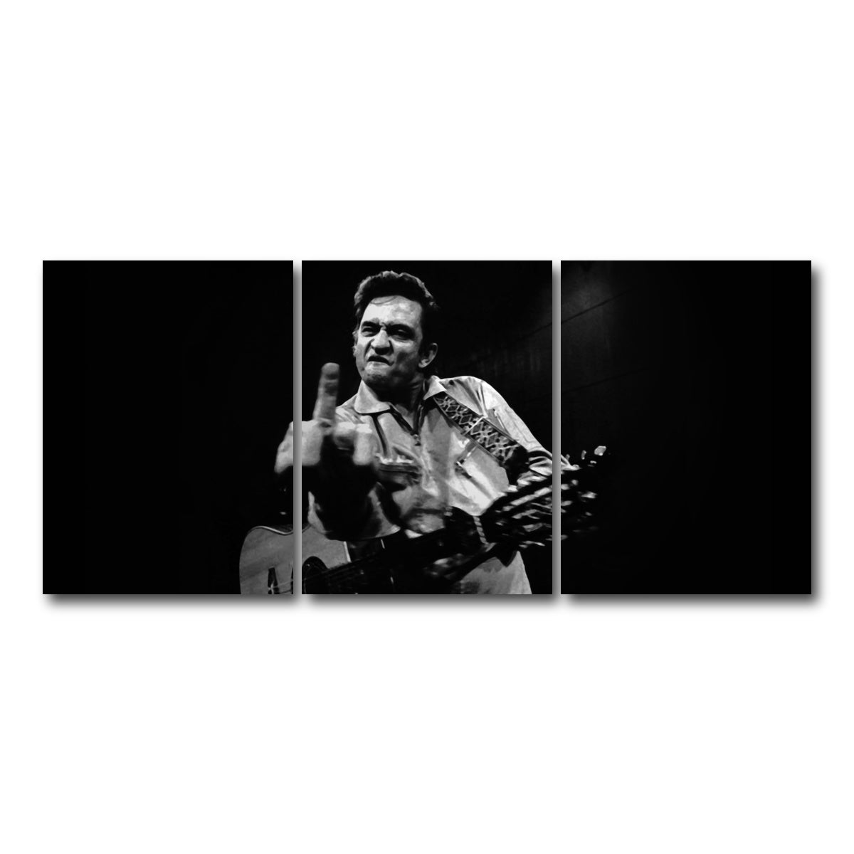 AUTO-MOCKUP WHITE | Johnny Cash Flip Off | 3 Piece | Gallery Wrap Canvas | group=18x24
