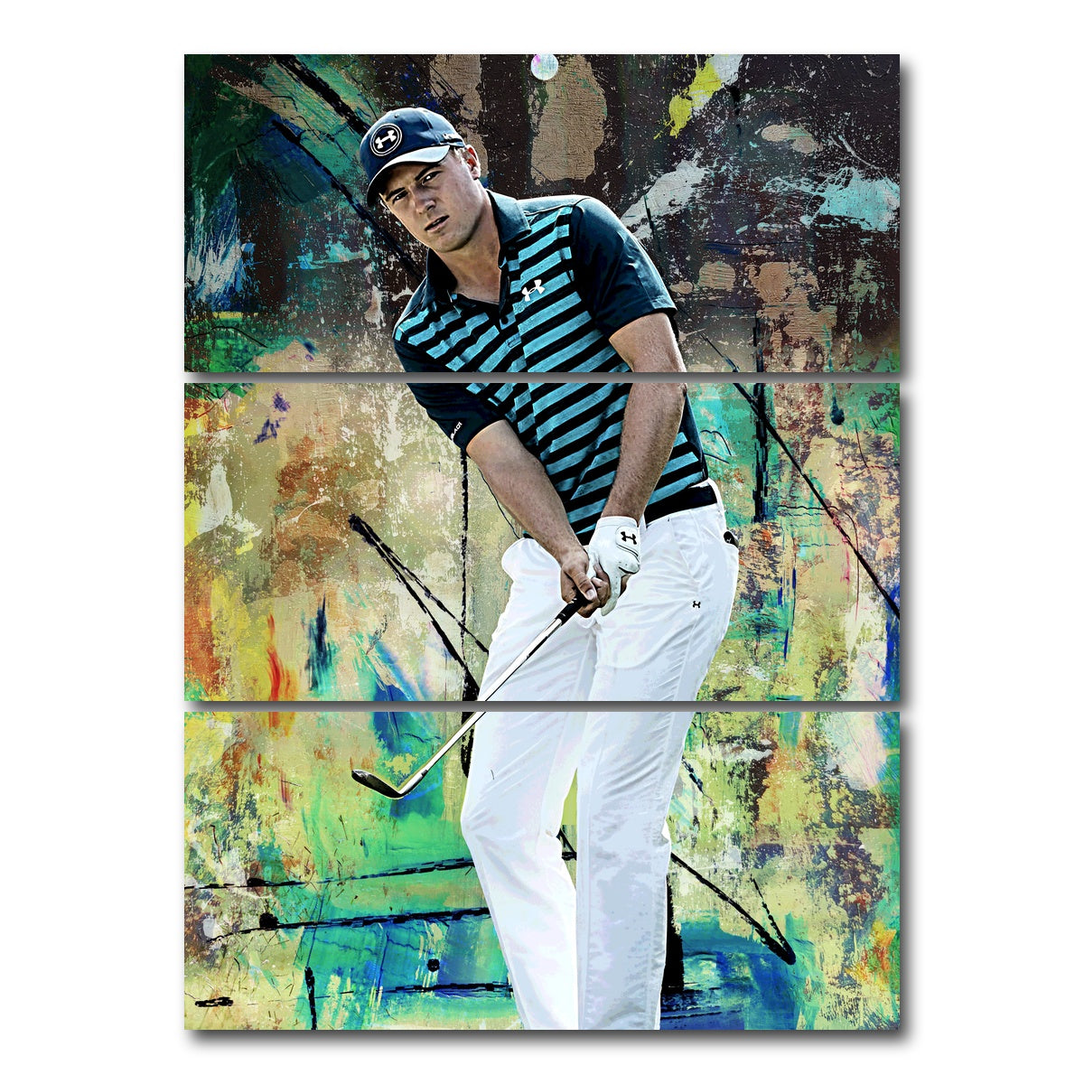 AUTO-MOCKUP WHITE | Jordan Spieth | 3 Piece | Gallery Wrap Canvas | group=8x18_stacked