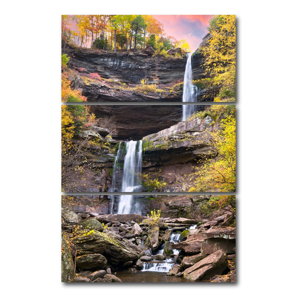AUTO-MOCKUP WHITE | Kaaterskills Falls | 3 Piece | Gallery Wrap Canvas | group=12x24_stacked