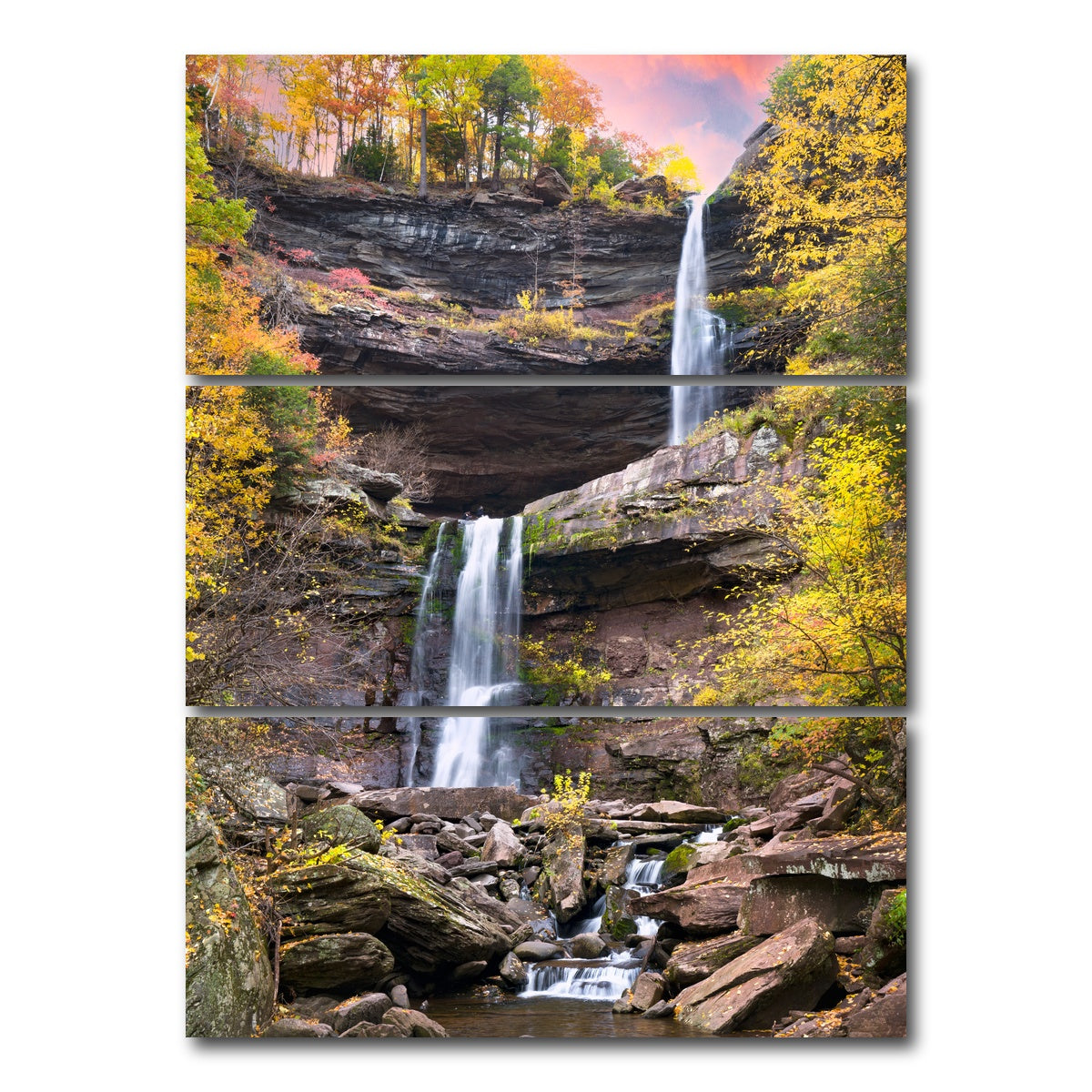 AUTO-MOCKUP WHITE | Kaaterskills Falls | 3 Piece | Gallery Wrap Canvas | group=8x18_stacked