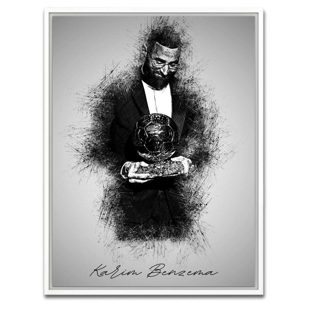 AUTO-MOCKUP WHITE | Karim Benzema | 1 Piece | White Framed Canvas | group=3x4
