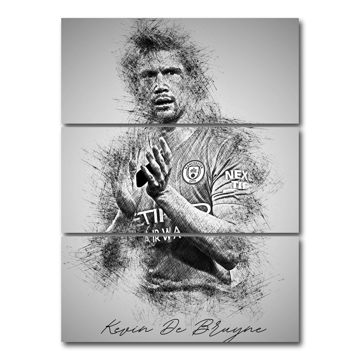 AUTO-MOCKUP WHITE | Kevin De Bruyne | 3 Piece | Gallery Wrap Canvas | group=8x18_stacked