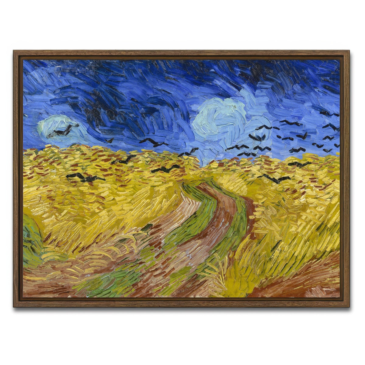 AUTO-MOCKUP WHITE | Korenveld met kraaien | 1 Piece | Walnut Framed Canvas | group=4x3